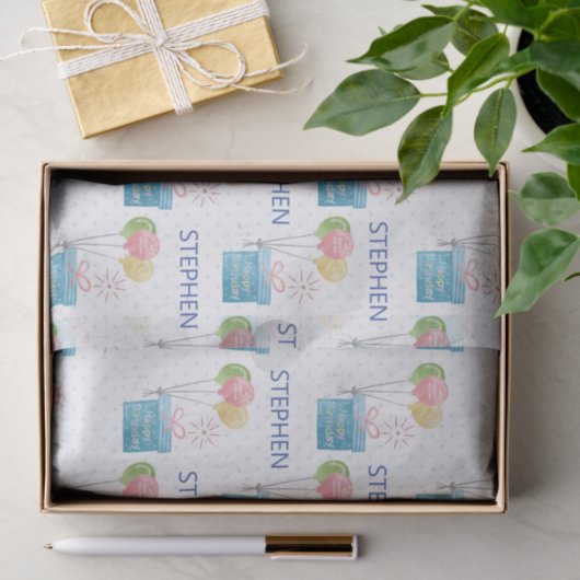 Personalisierter Name glücklich Geburtsdatum Monog Seidenpapier (Geschenk)