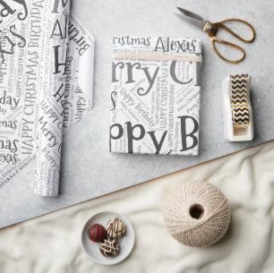 Personalisierter Name Glücklich Weihnachten Geburt Geschenkpapier