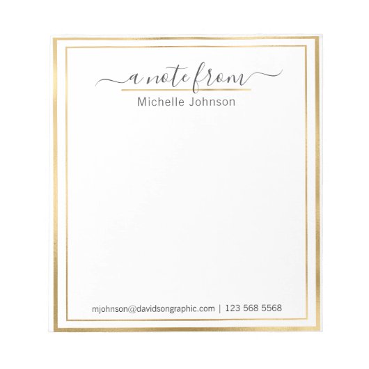 Personalisierter Name Gold | Aus dem Schreibtisch Notizblock (Vorderseite)