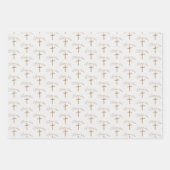 Personalisierter Name Gold Cross Christening Taufe Geschenkpapier Set (Vorderseite)