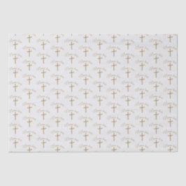 Personalisierter Name Gold Cross Christening Taufe Seidenpapier