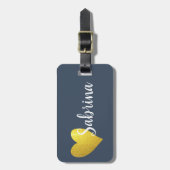 Personalisierter Name Gold Glitzer Heavy Gepäckanhänger (Vorderseite vertikal)