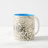 Personalisierter Name Gold Leopard Print Zweifarbige Tasse (VorderseiteRechts)