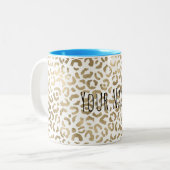 Personalisierter Name Gold Leopard Print Zweifarbige Tasse (Vorderseite Links)
