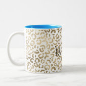 Personalisierter Name Gold Leopard Print Zweifarbige Tasse (Links)