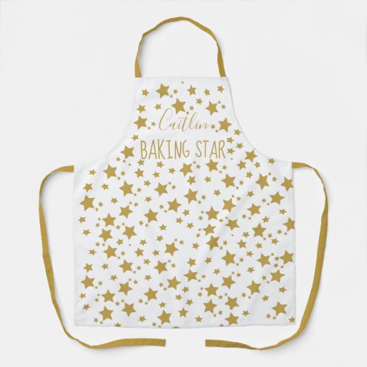Personalisierter Name Gold Star Baker Schürze (Vorderseite)