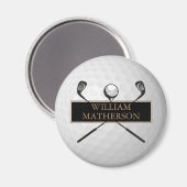 Personalisierter Name Gold und Black Golf Ball Magnet (Vorderseite/Rückseite)