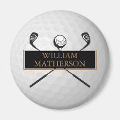 Personalisierter Name Gold und Black Golf Ball Magnet (Vorne)