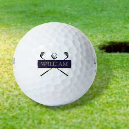 Personalisierter Name Gold und Navy Blue Golfball
