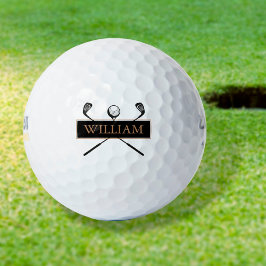 Personalisierter Name Gold und Schwarz Golfball
