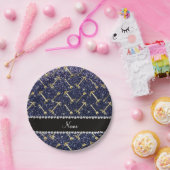 Personalisierter Name Goldpfeile marineblauer Glit Pappteller (Party)