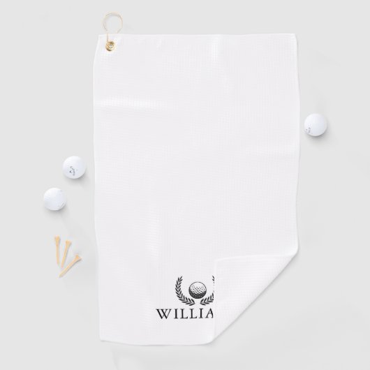 Personalisierter Name Golf Ball und Kranz Golfhandtuch (Insitu)