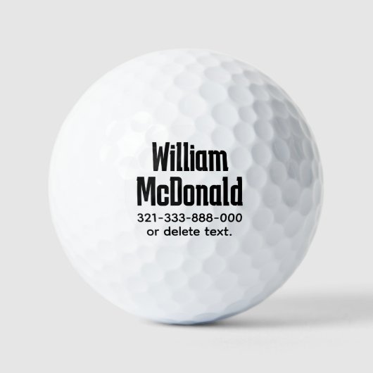 Personalisierter Name Golf Balls Vorlage BOLD 8 Golfball (Vorderseite)