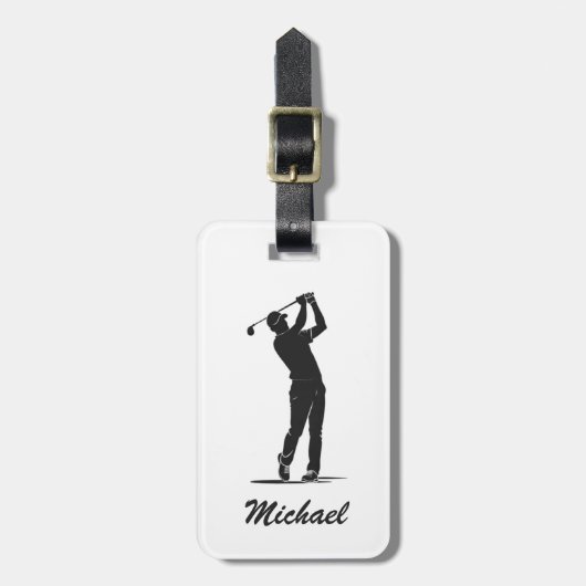 Personalisierter Name Golf Player Golfer Golfspiel Gepäckanhänger (Vorderseite vertikal)