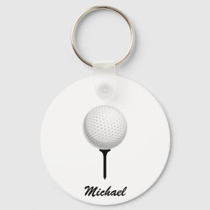 Personalisierter Name Golfball und Tee Golfer Golf Schlüsselanhänger