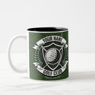 Personalisierter NAME Golfer Golf Club Rasen Clubh Zweifarbige Tasse