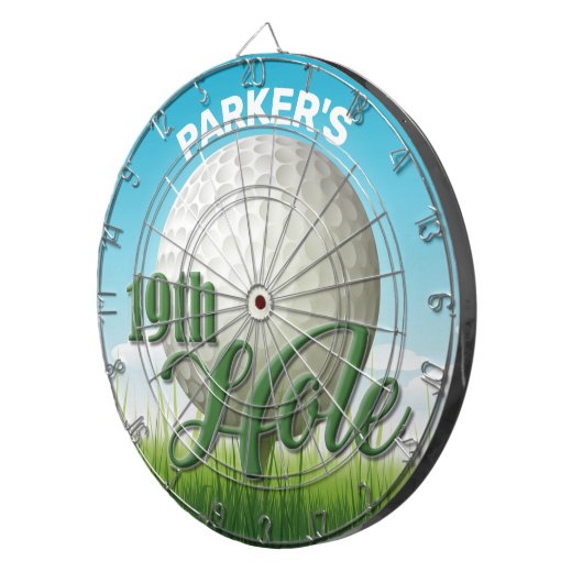 Personalisierter NAME Golfer Golf Pro Ball 19. Loc Dartscheibe (Vorderseite rechts)