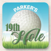 Personalisierter NAME Golfer Golf Pro Ball 19. Loc Getränkeuntersetzer (Vorderseite)