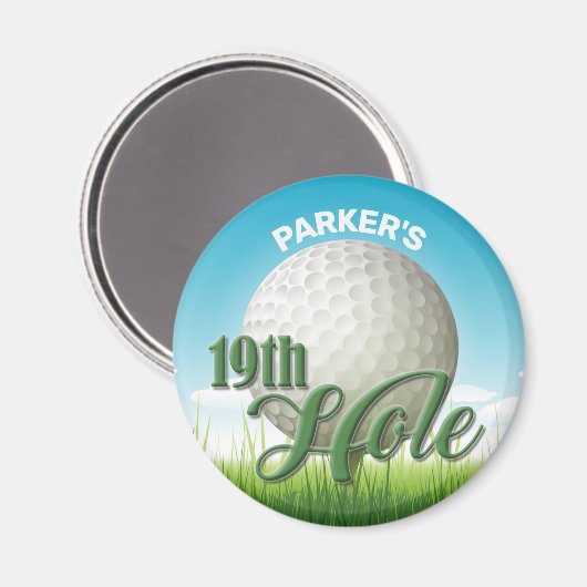 Personalisierter NAME Golfer Golf Pro Ball 19. Loc Magnet (Vorderseite/Rückseite)