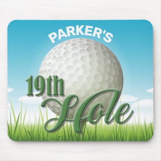 Personalisierter NAME Golfer Golf Pro Ball 19. Loc Mousepad (Vorne)