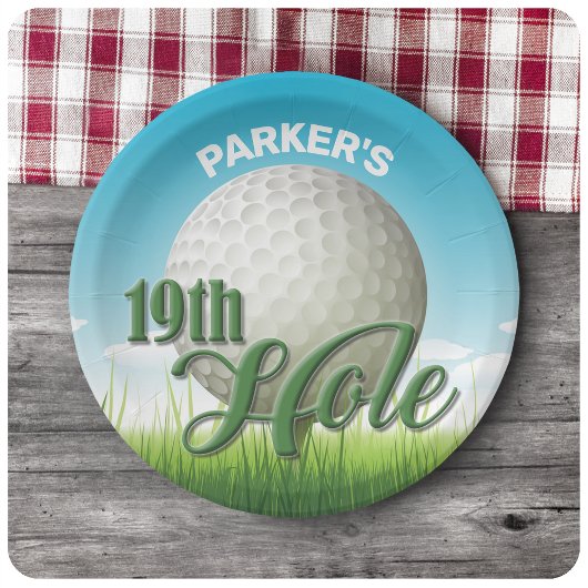 Personalisierter NAME Golfer Golf Pro Ball 19. Loc Pappteller