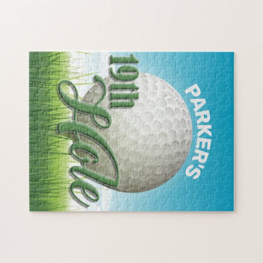 Personalisierter NAME Golfer Golf Pro Ball 19. Loc Puzzle (Horizontal)