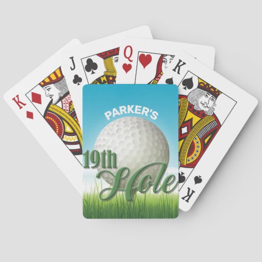 Personalisierter NAME Golfer Golf Pro Ball 19. Loc Spielkarten (Rückseite)