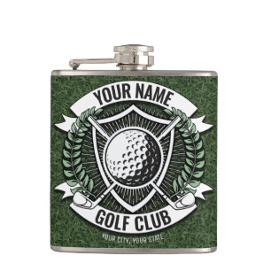Personalisierter NAME Golfer Golfclub-Turf-Clubhau Flachmann