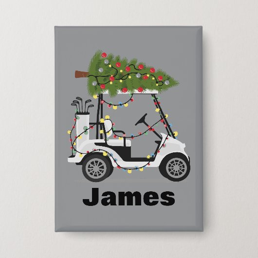 Personalisierter Name Golfer Weihnachten Golf Cart Button (Vorderseite)
