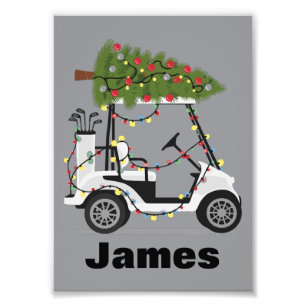 Personalisierter Name Golfer Weihnachten Golf Cart Fotodruck