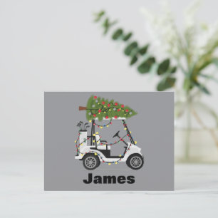 Personalisierter Name Golfer Weihnachts Golf Cart  Feiertagspostkarte