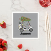 Personalisierter Name Golfer Weihnachts Golf Cart  Serviette (Beispiel)