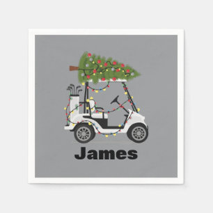 Personalisierter Name Golfer Weihnachts Golf Cart Serviette