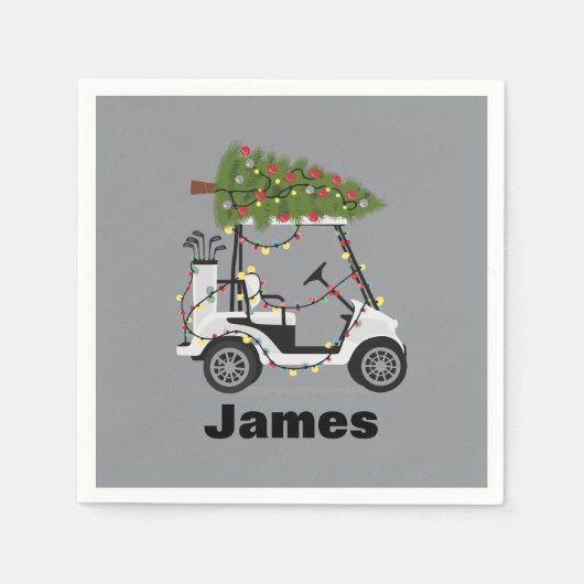 Personalisierter Name Golfer Weihnachts Golf Cart  Serviette (Vorderseite)