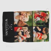 Personalisierter Name Golfklubs 4 Foto Collage Golfhandtuch (Horizontal)