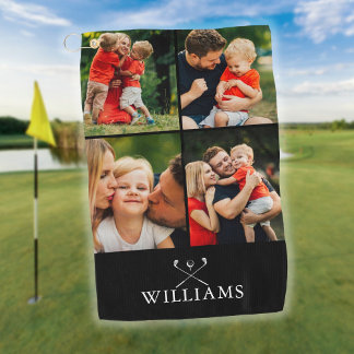 Personalisierter Name Golfklubs 4 Foto Collage Golfhandtuch