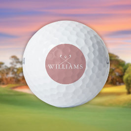 Personalisierter Name Golfklubs Dusty Rose Rosa Golfball