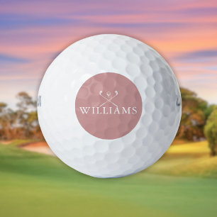 Personalisierter Name Golfklubs Dusty Rose Rosa Golfball