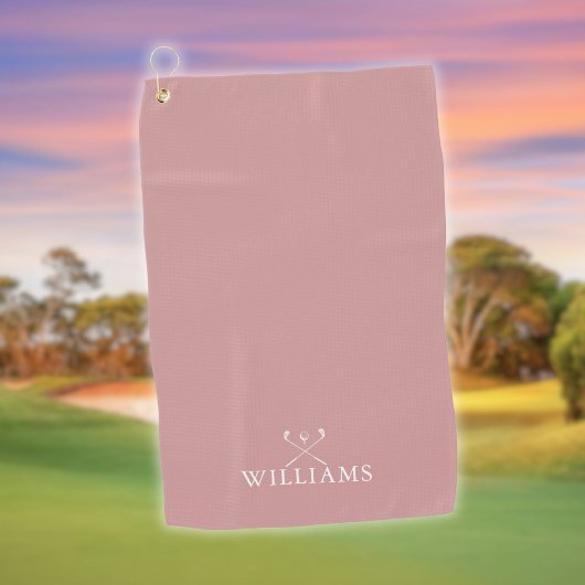 Personalisierter Name Golfklubs Dusty Rose Rosa Golfhandtuch