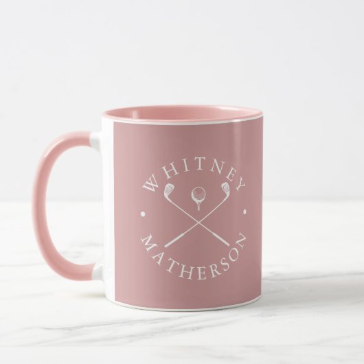 Personalisierter Name Golfklubs Dusty Rose und Wei Tasse (Links)