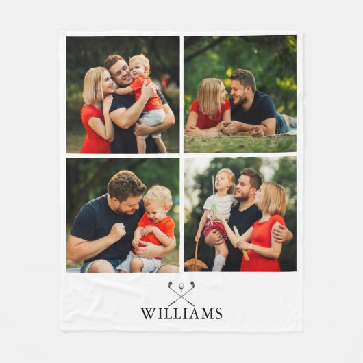 Personalisierter Name Golfklubs FotoCollage Fleecedecke (Vorderseite)