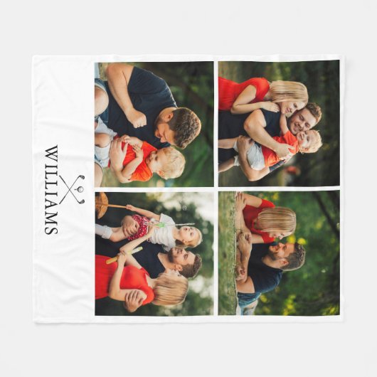 Personalisierter Name Golfklubs FotoCollage Fleecedecke (Vorderseite (Horizontal))