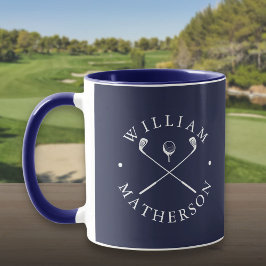 Personalisierter Name Golfklubs Navy Blue und Whit Tasse