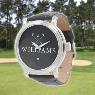 Personalisierter Name Golfklubs Schwarz/Weiß Armbanduhr