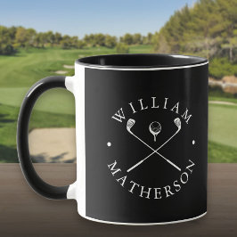 Personalisierter Name Golfklubs Schwarz/Weiß Tasse
