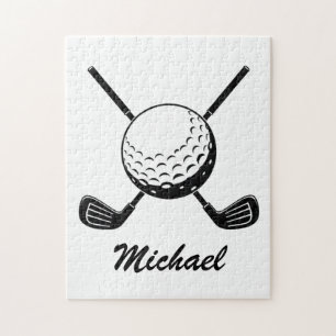 Personalisierter Name Golfschläger Kugel Golfer Go Puzzle