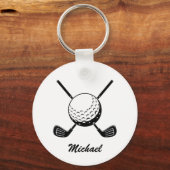 Personalisierter Name Golfschläger Kugel Golfer Go Schlüsselanhänger (Vorderseite)