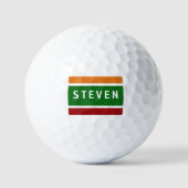 Personalisierter Name Golfstreifen Retro-Farbblock Golfball (Vorderseite)