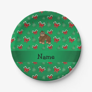 Personalisierter Name Gorilla grüne Bonbons Bogen Pappteller