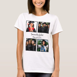 Personalisierter Name Graduate 4 FotoCollage T-Shirt